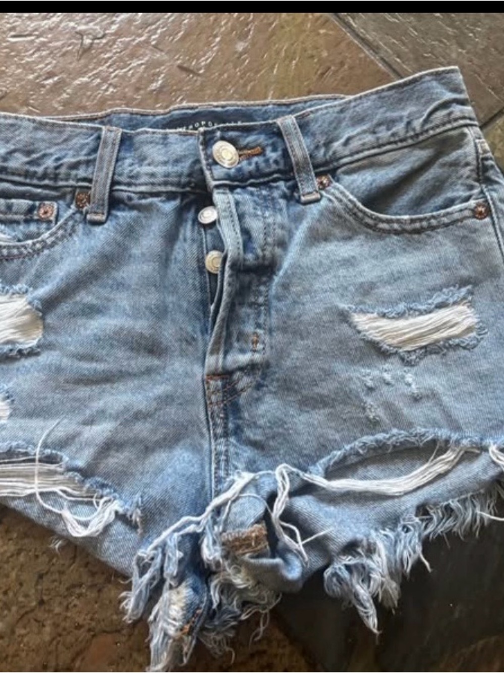 Aeropostale Light Blue Distressed Denim Cutoff Shorts